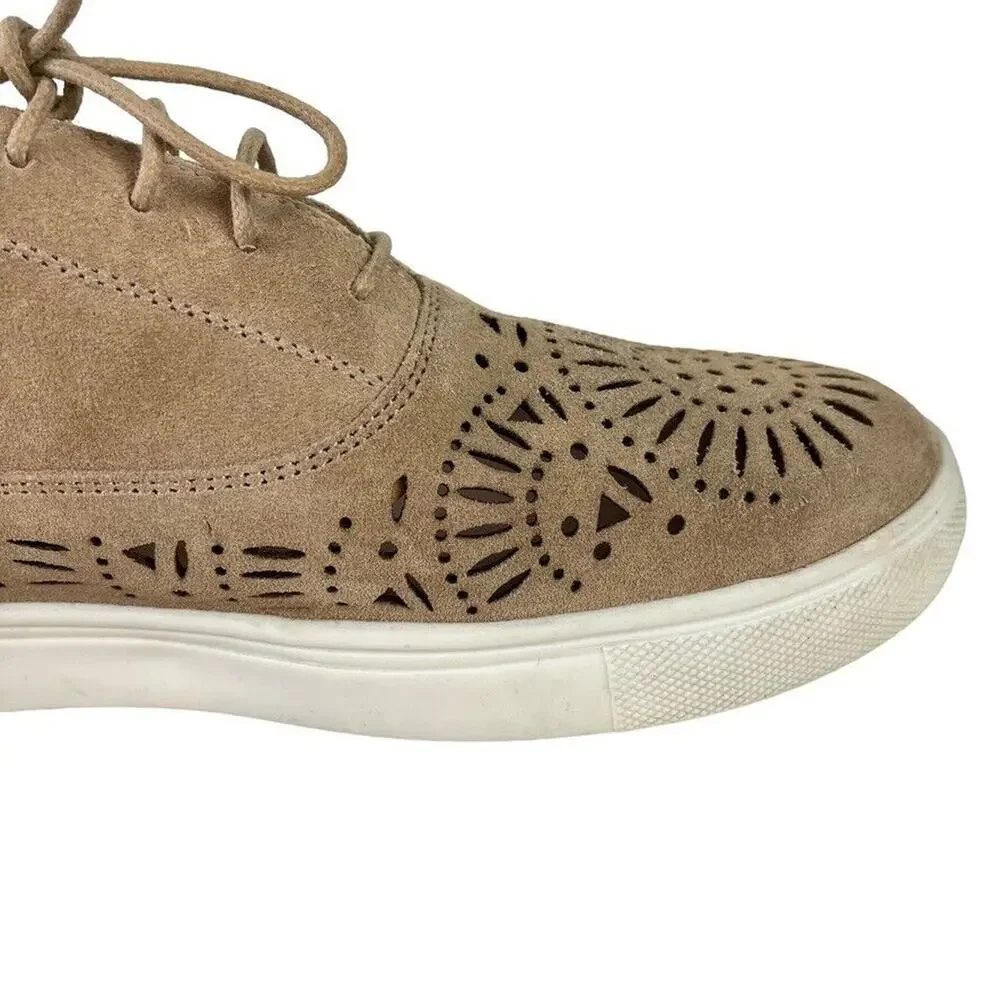 Naughty Monkey Womens Suede Leather Lace Up Perforated Flats Sneakers Shoes 9.5